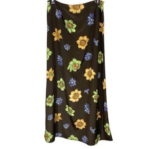 Big Flower Print 90’s A-Line Maxi Skirt size Large Cottagecore Vintage